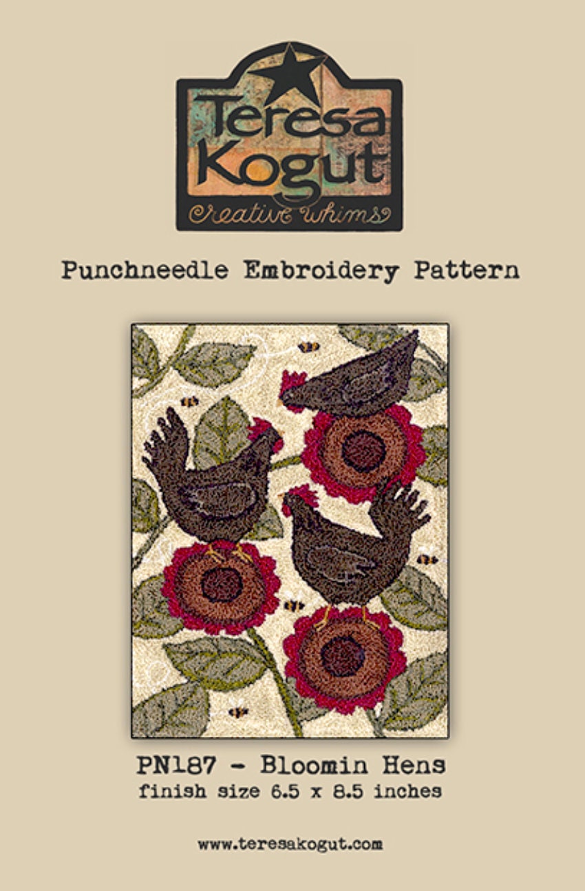 PN187 Bloomin Hens Punchneedle Pattern