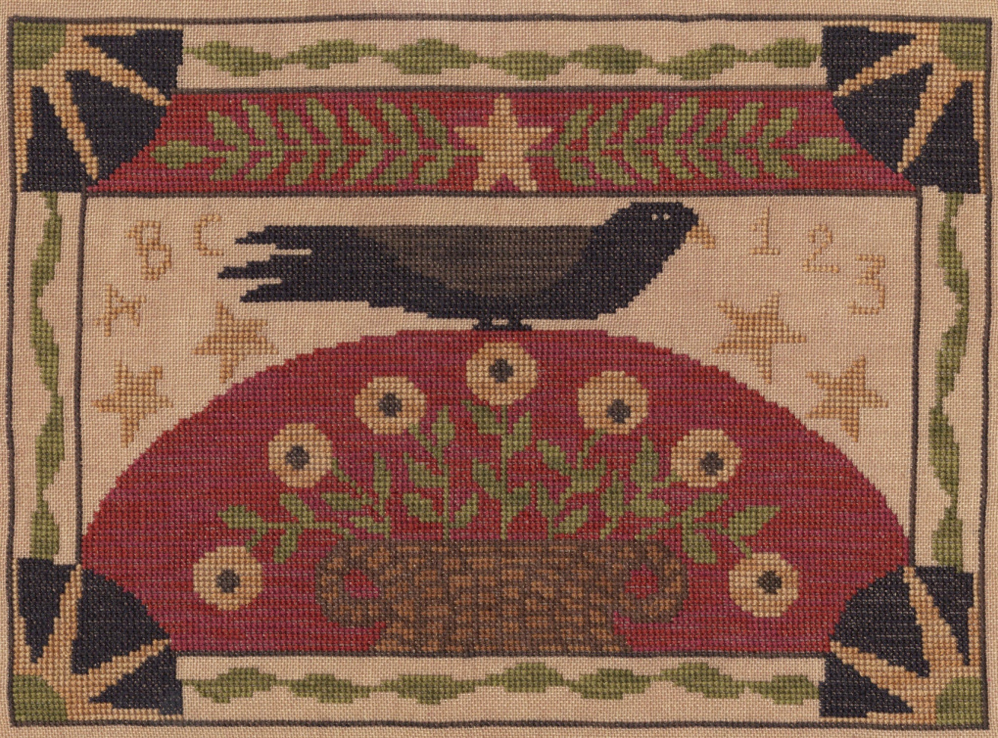 XS122 Crow & Basket Cross Stitch Chart