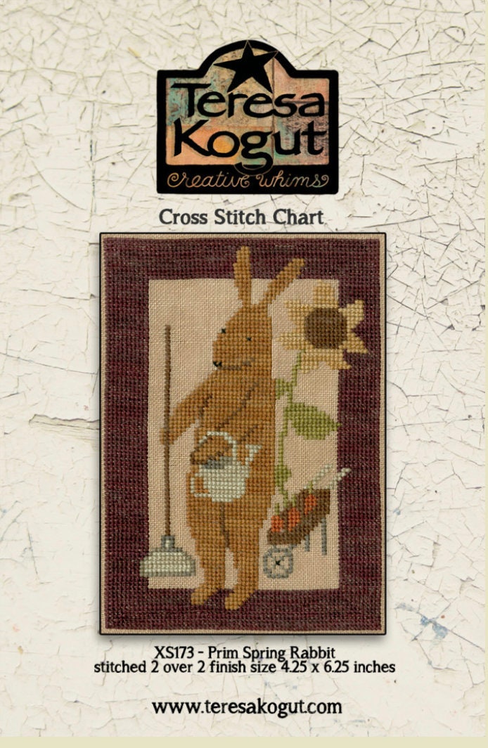 XS173 Prim Spring Rabbit Cross Stitch Chart