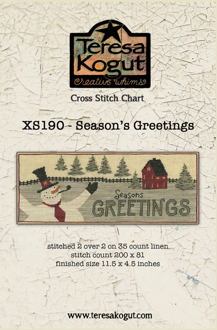 XS190 Snowman Greetings Cross Stitch Chart PDF