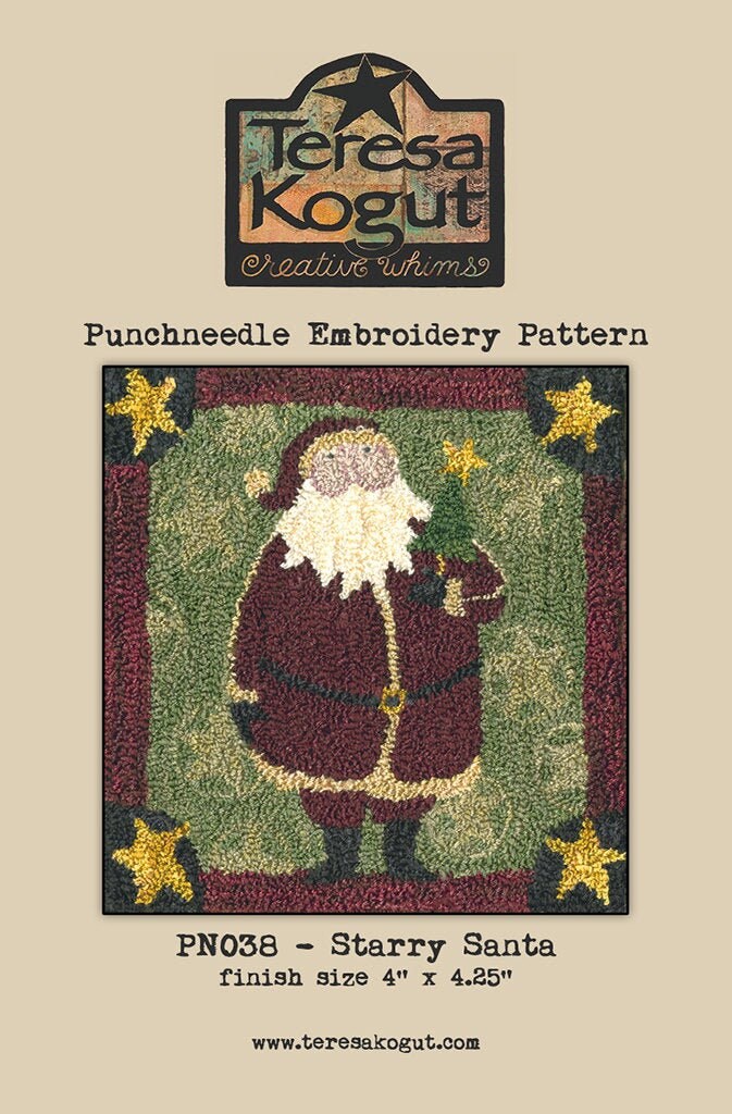 PN038 Starry Santa  Punchneedle Punchneedle Pattern