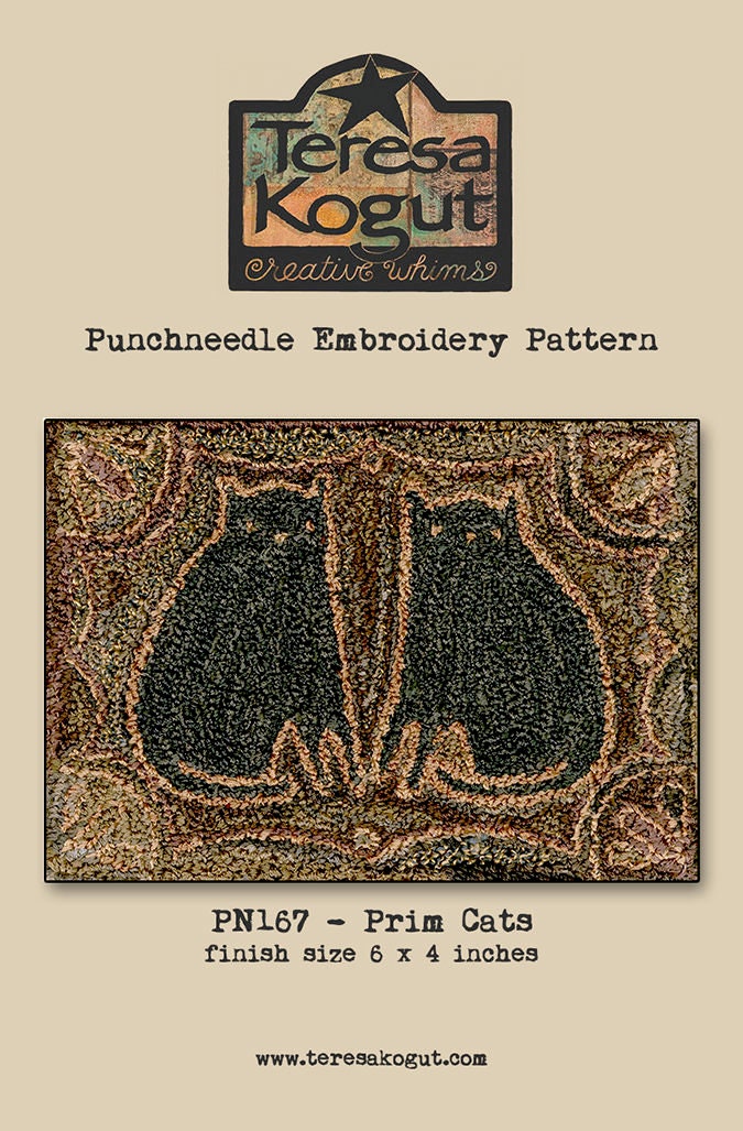 PN167 Prim Cats Punchneedle Pattern