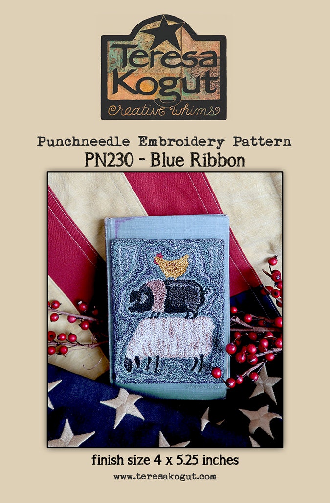 PN230 Blue Ribbon Punchneedle Pattern