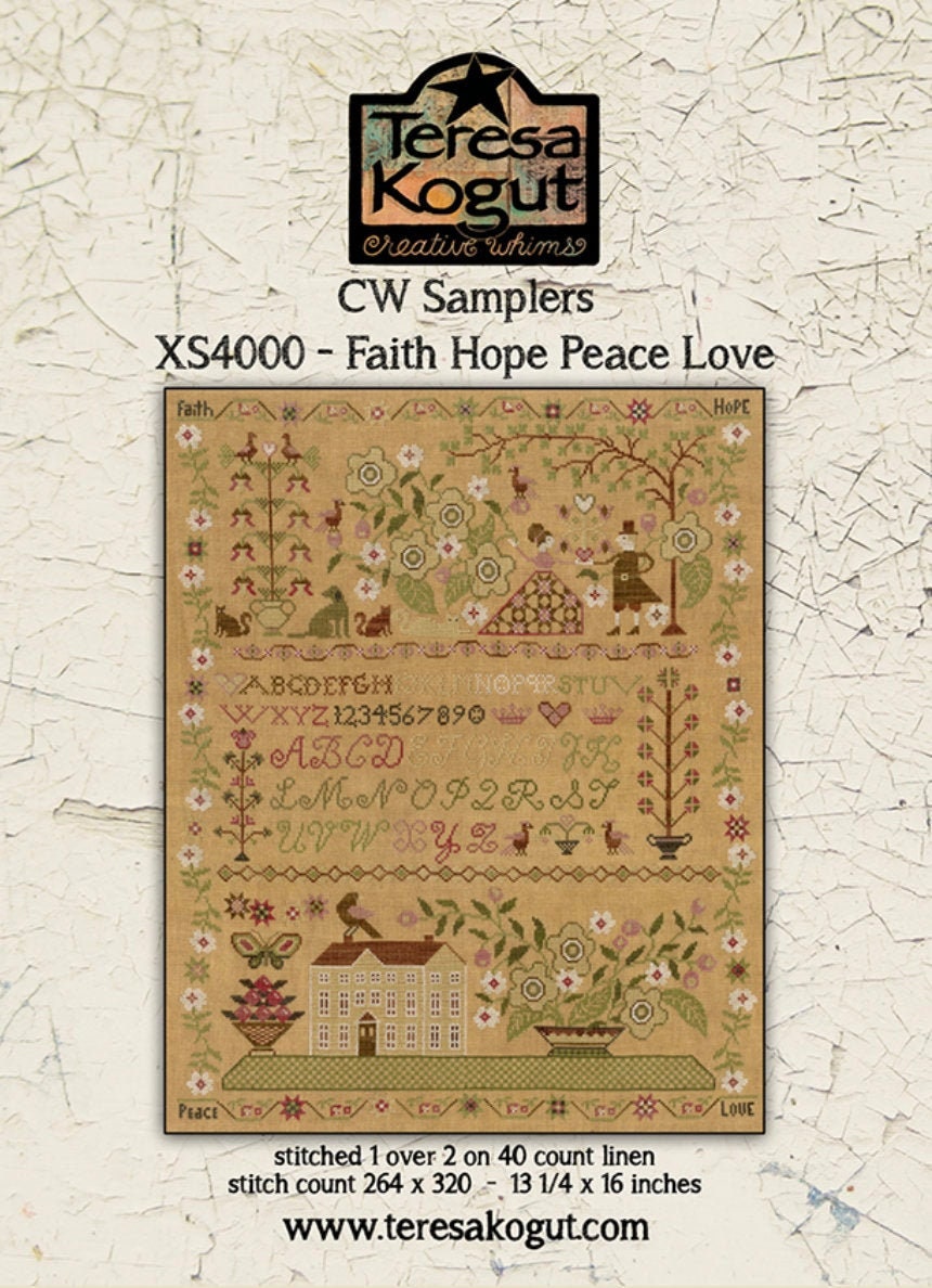 XS4000 Faith Hope Peace Love Cross Stitch Chart PDF