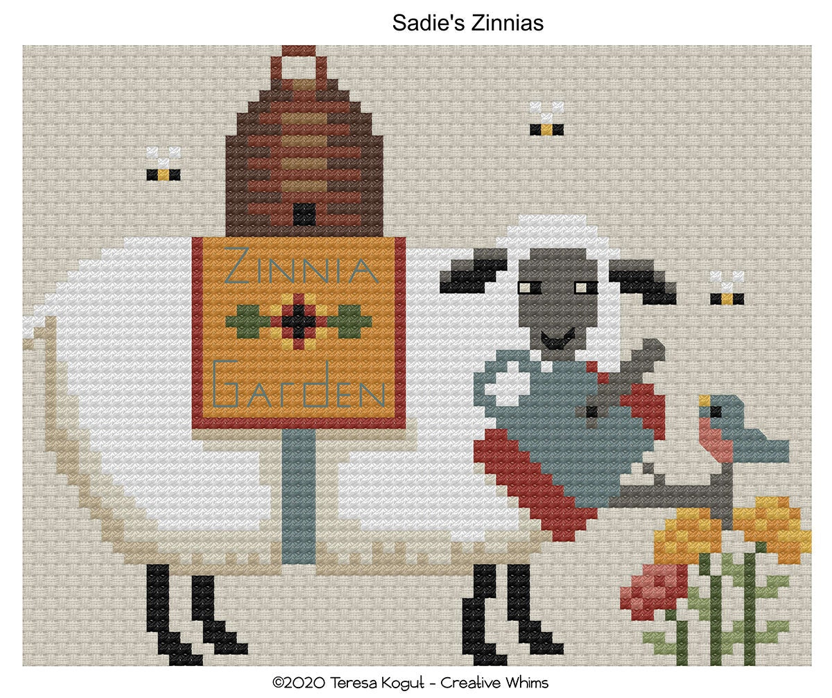 Sadie's Zinnias Cross Stitch Chart PDF