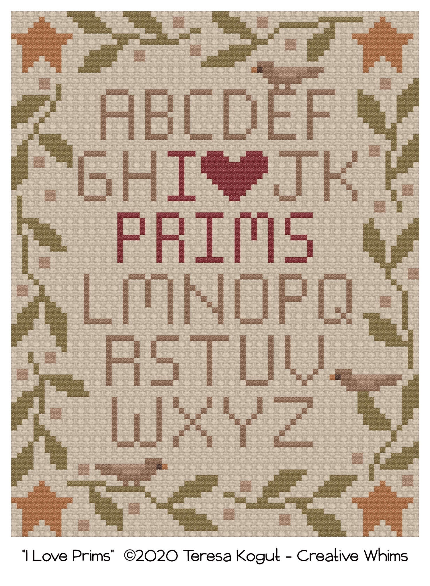 I Love Prims Cross Stitch Chart PDF