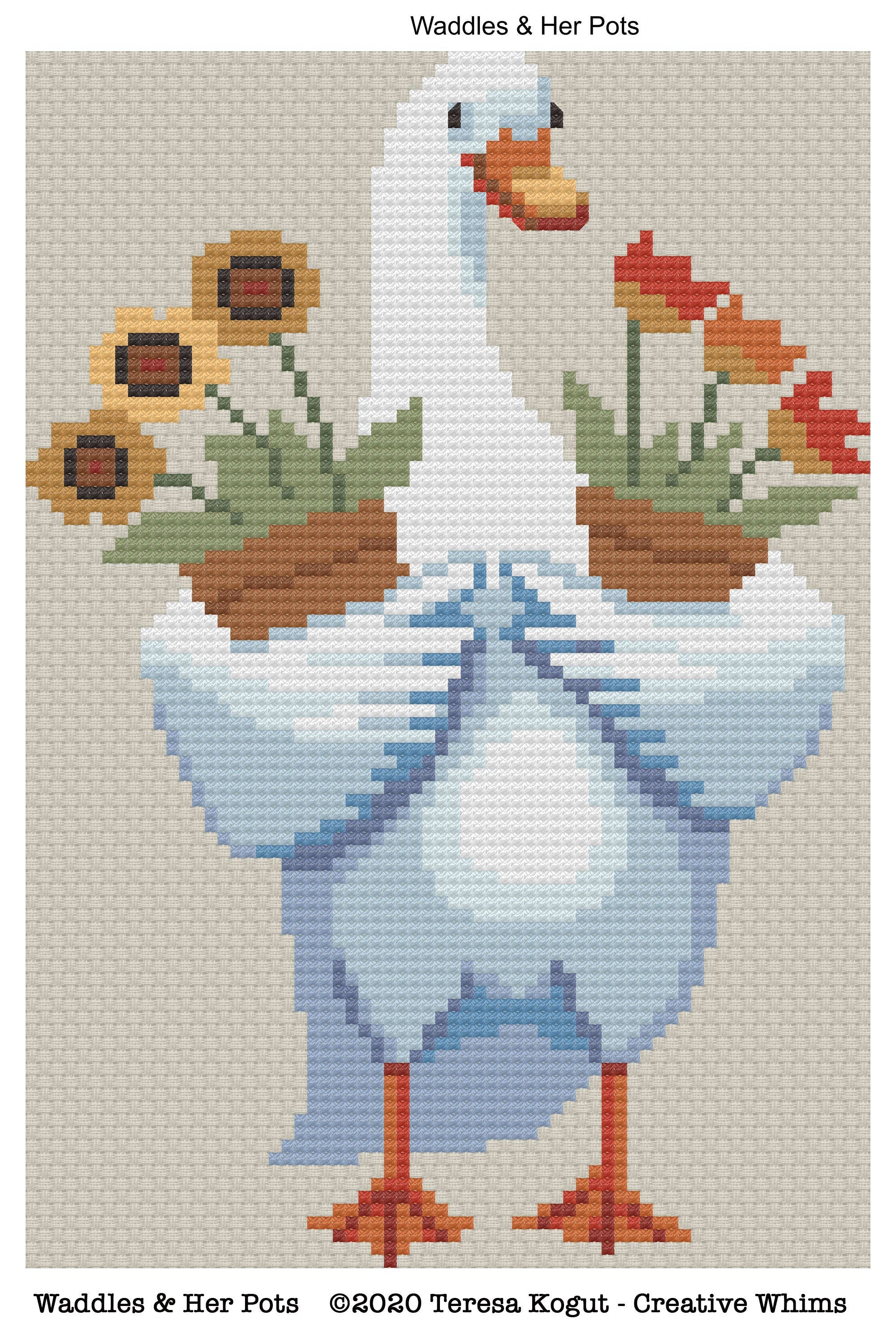 Waddles & Her Pots Cross Stitch Chart PDF
