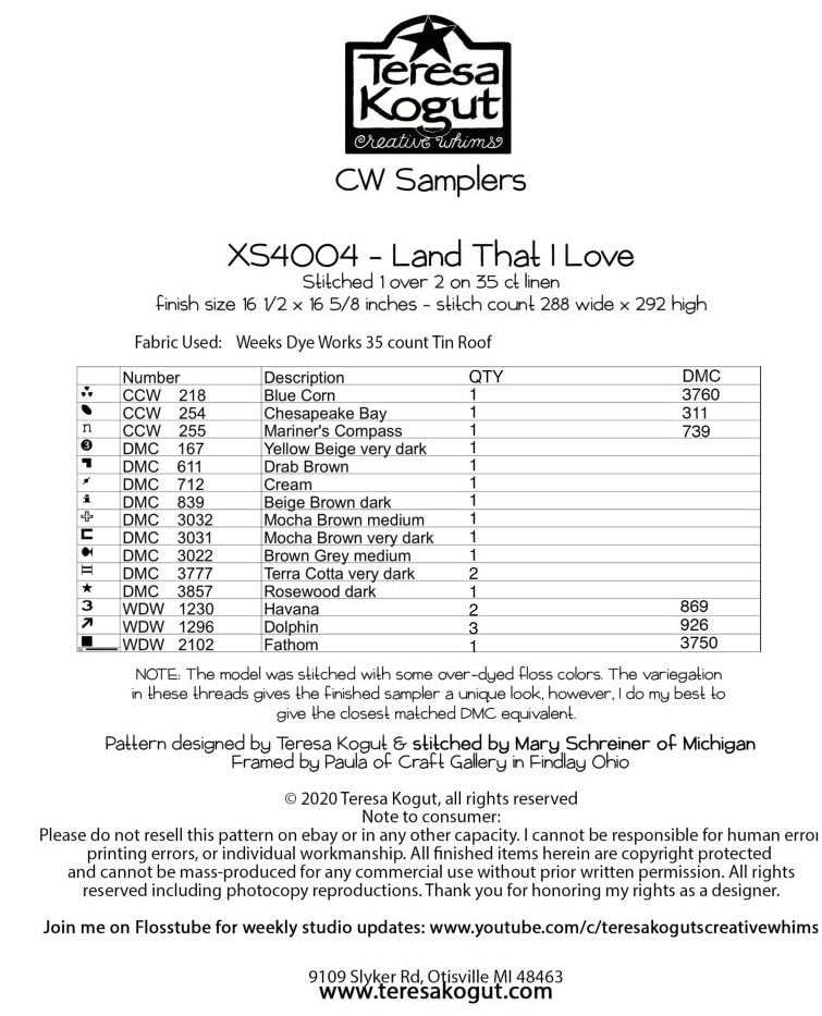 XS4004 Land That I Love Cross Stitch Booklet