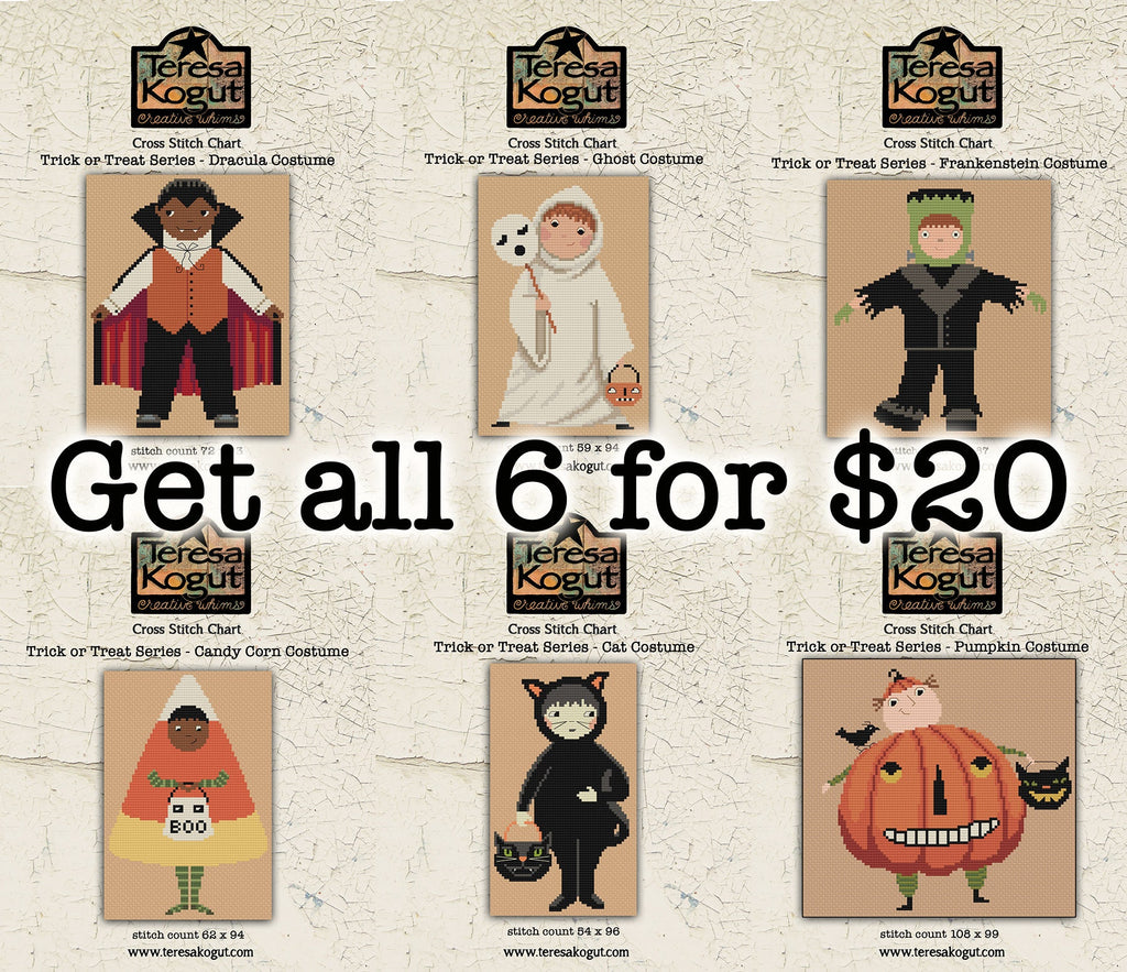 Trick or Treat Series (All 6 PDFs) Cross Stitch Charts PDF