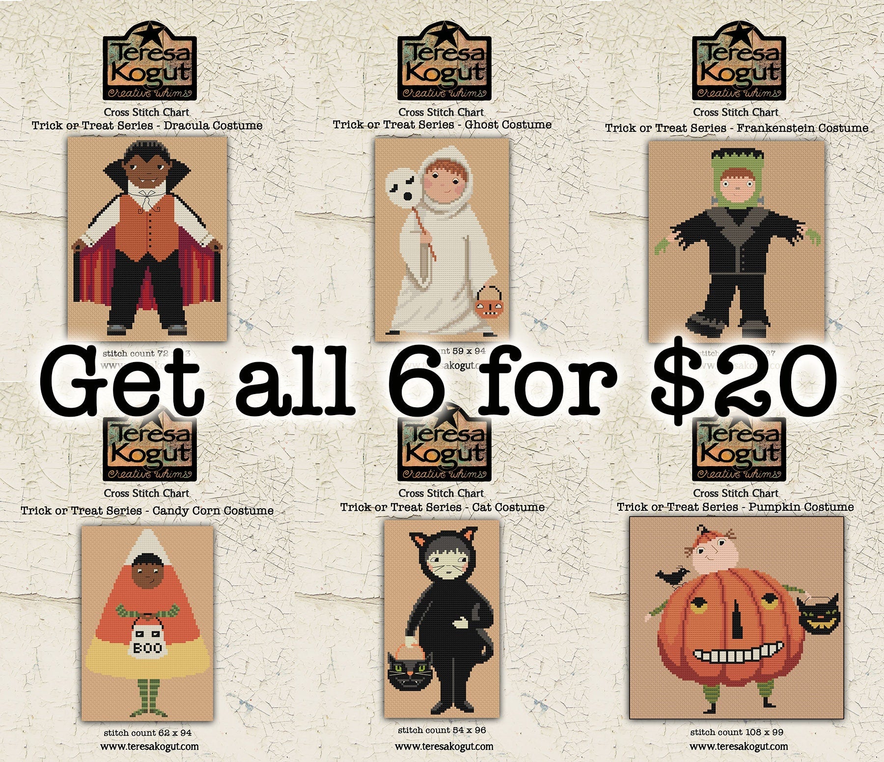 Trick or Treat Series (All 6 PDFs) Cross Stitch Charts PDF