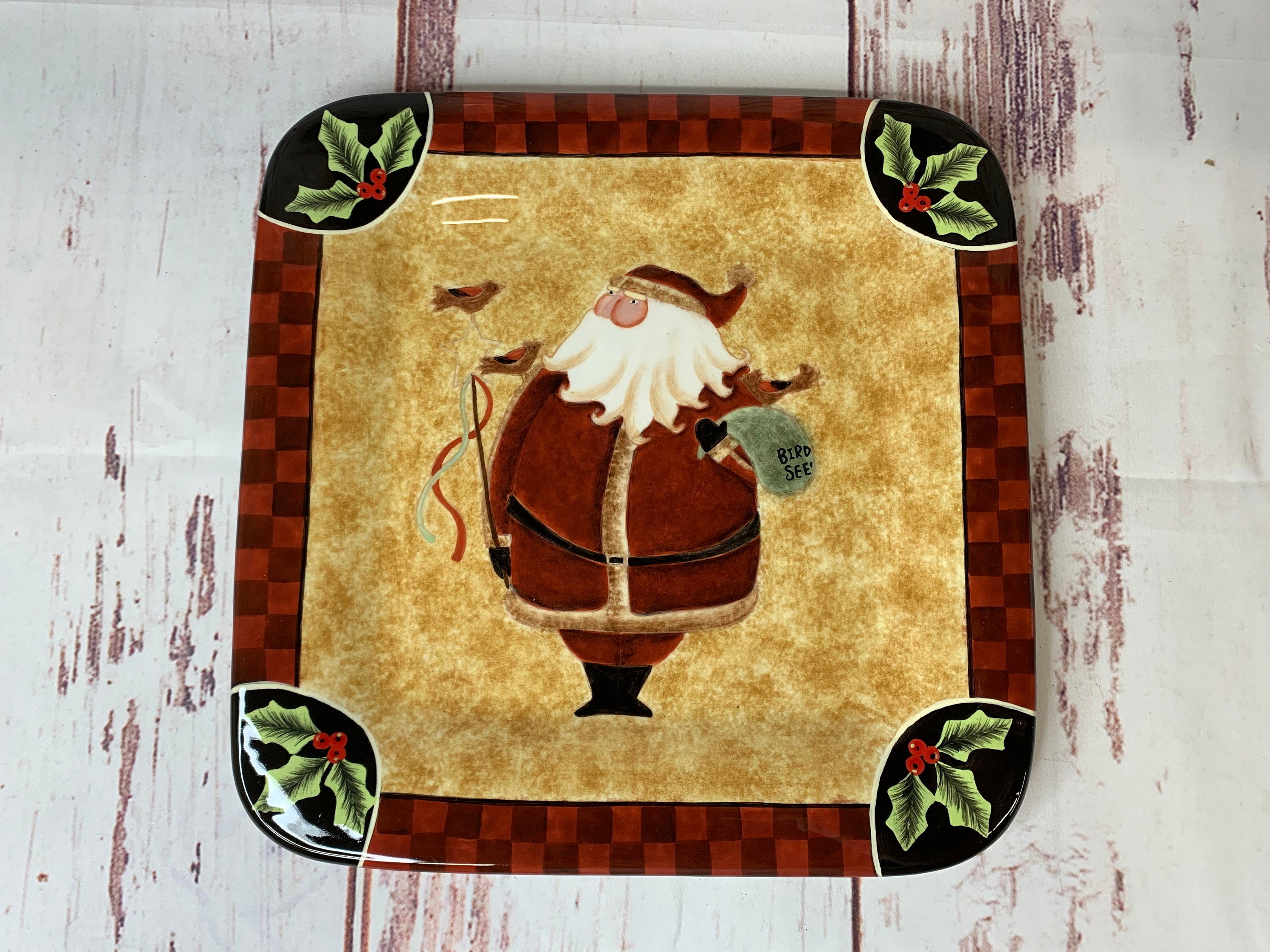 Santa & Birds Dinner Plate