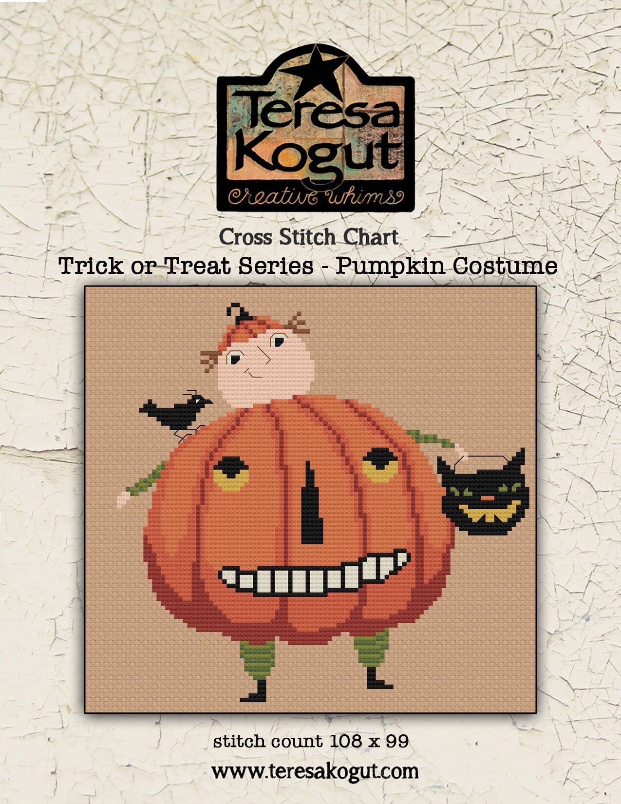 Trick or Treat Series - Pumpkin Costume - Cross Stitch Chart PDF