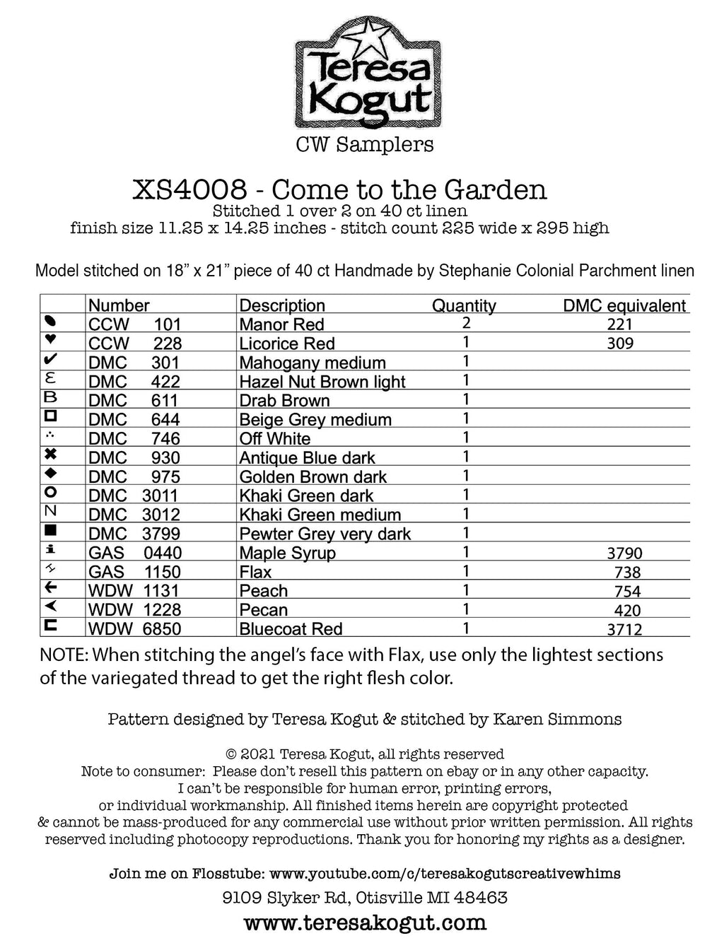 XS4008 Come to the Garden Cross Stitch Booklet