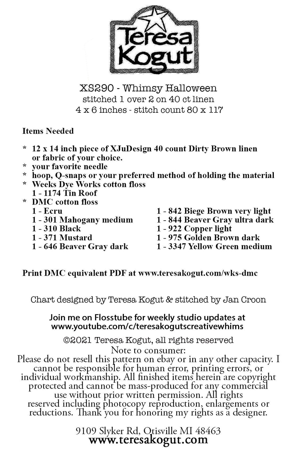 XS290 Halloween Whimsy Cross Stitch Chart