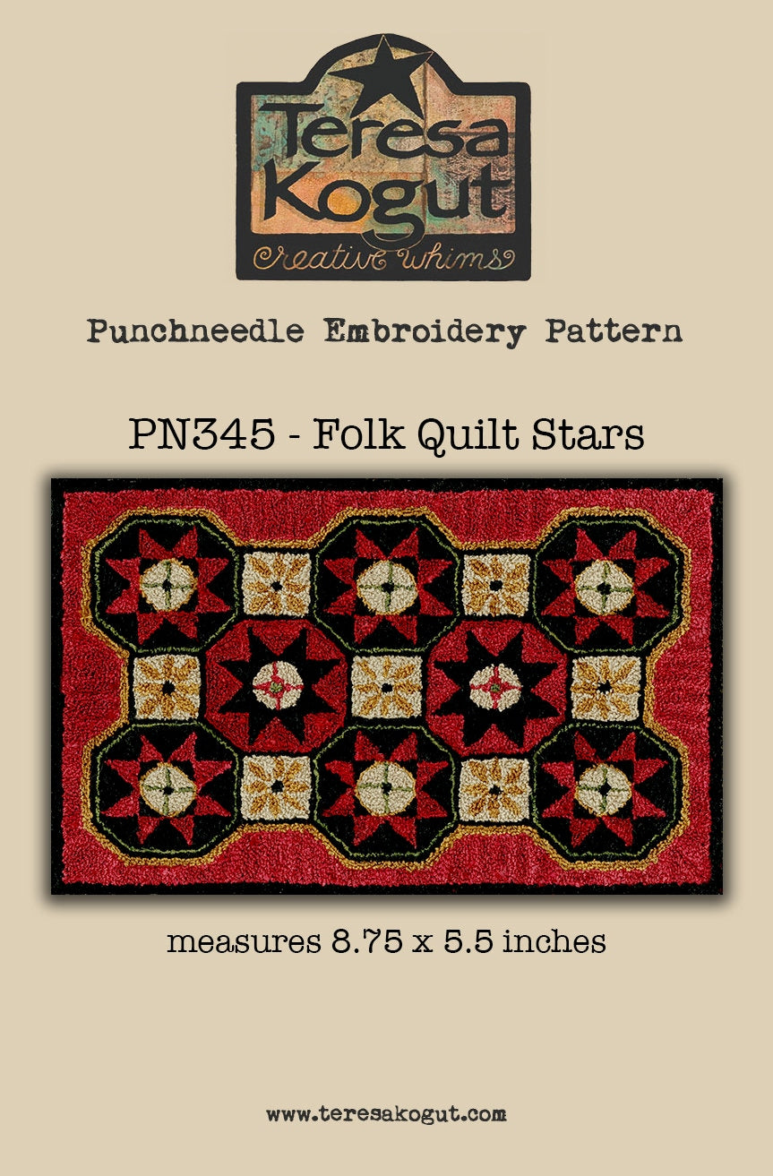 PN345 Folk Quilt Stars Punchneedle Pattern