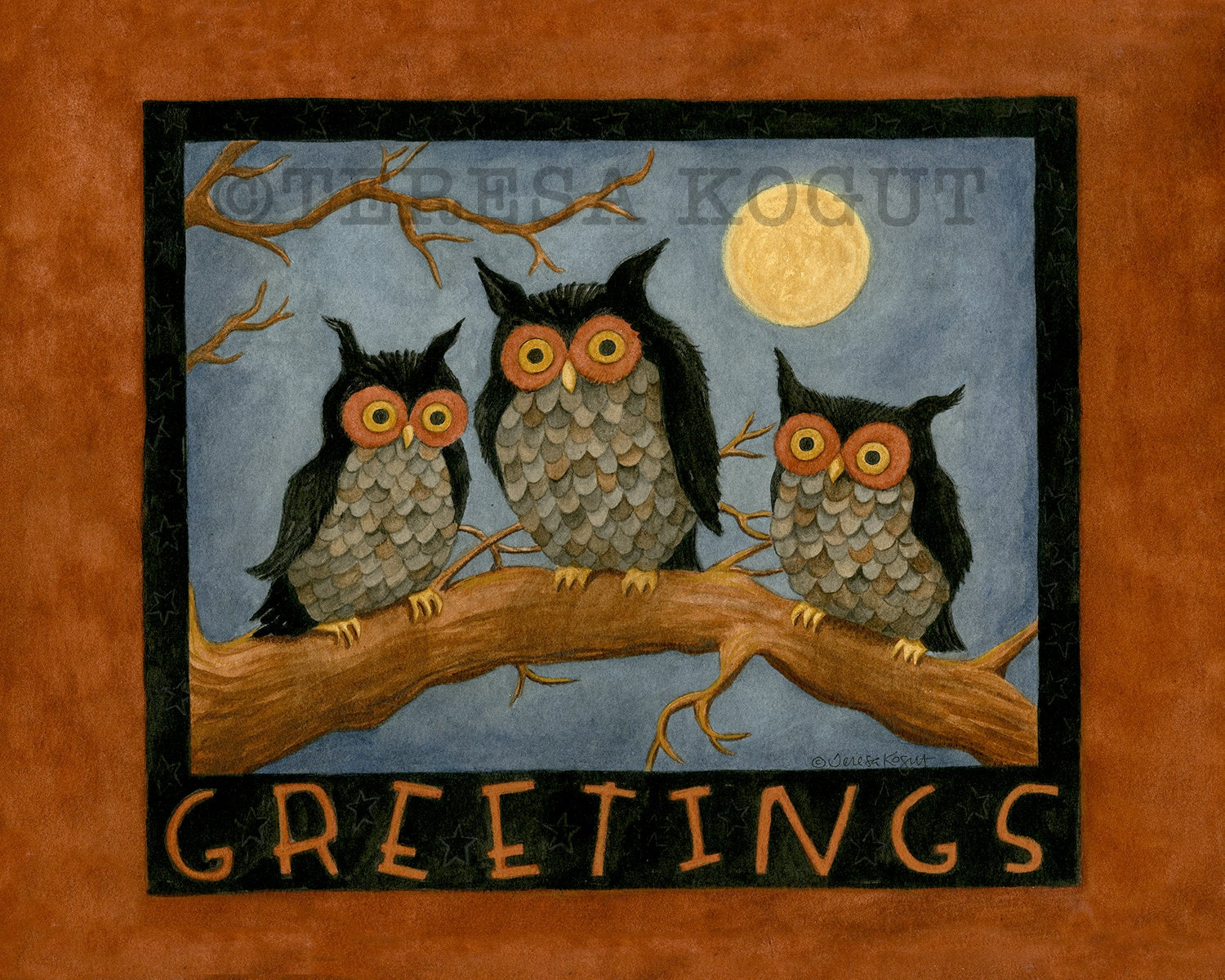 OWL TRIO art print