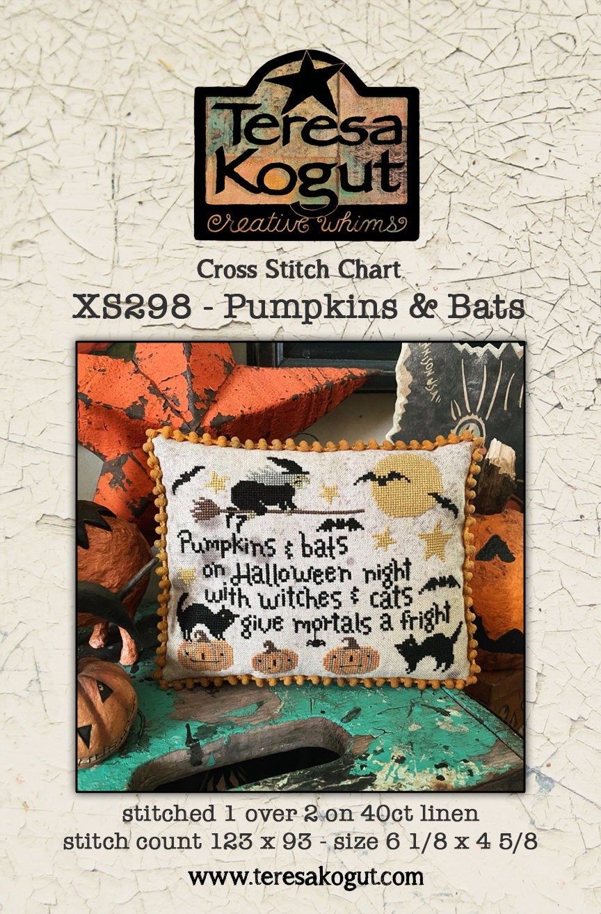 XS298 Pumpkins & Bats Cross Stitch Chart