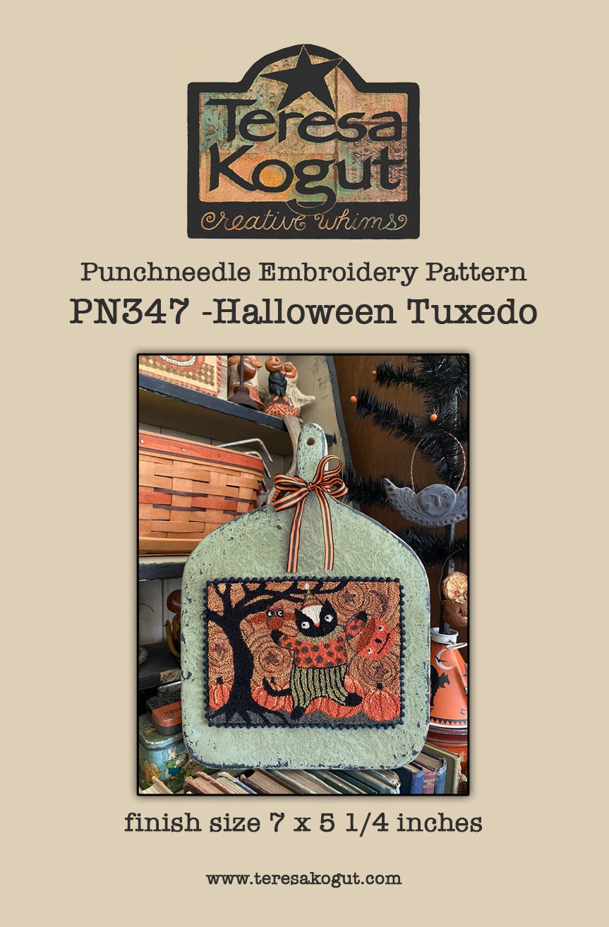 PN347 Halloween Tuxedo Punchneedle Pattern