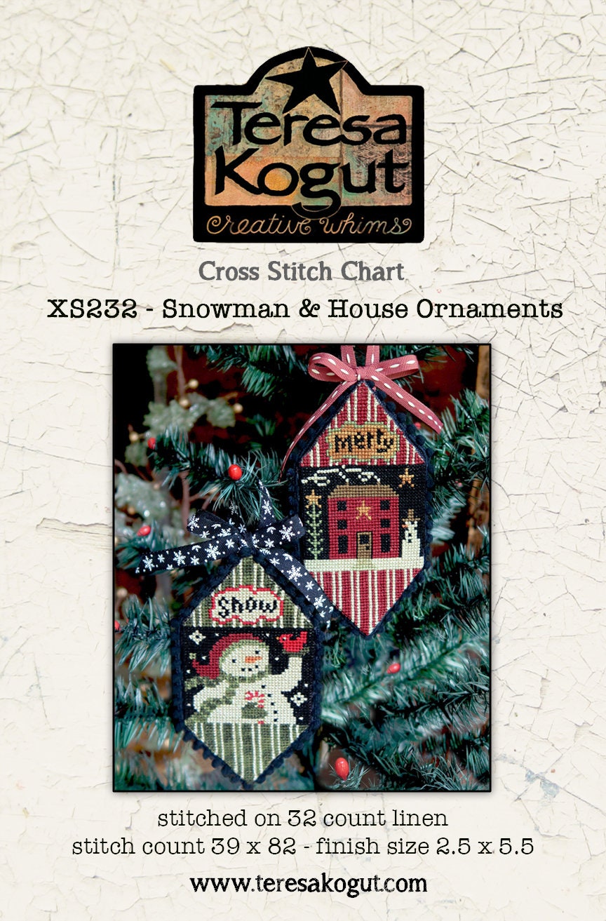 XS232 Snowman & House Ornaments Cross Stitch Chart