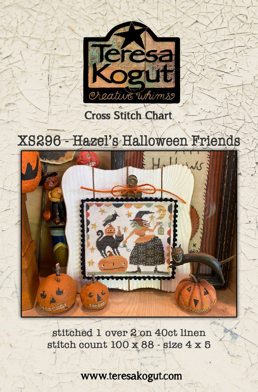 XS296 Hazel's Halloween Freinds Cross Stitch Chart