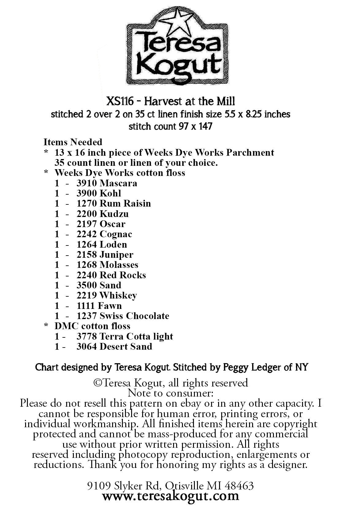 XS116  Harvest at the Mill Cross Stitch Chart PDF