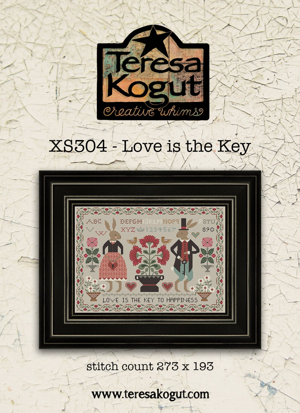 XS304 Love is the Key Cross Stitch Chart PDF
