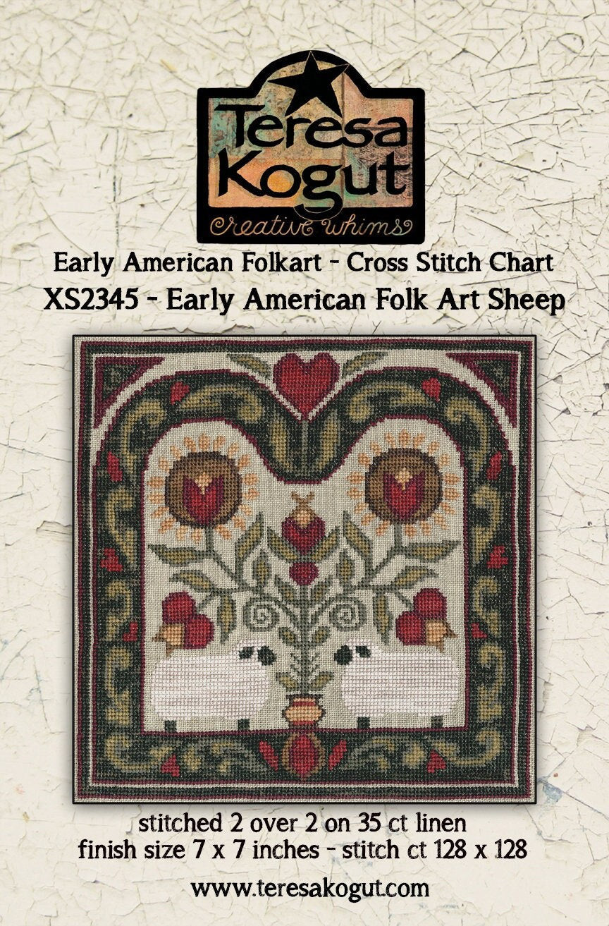 XS2345 Early American Folk Sheep Cross Stitch Chart PDF