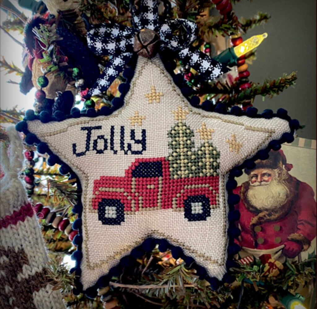 XS264 Jolly Truck Star Ornament Cross Stitch Chart