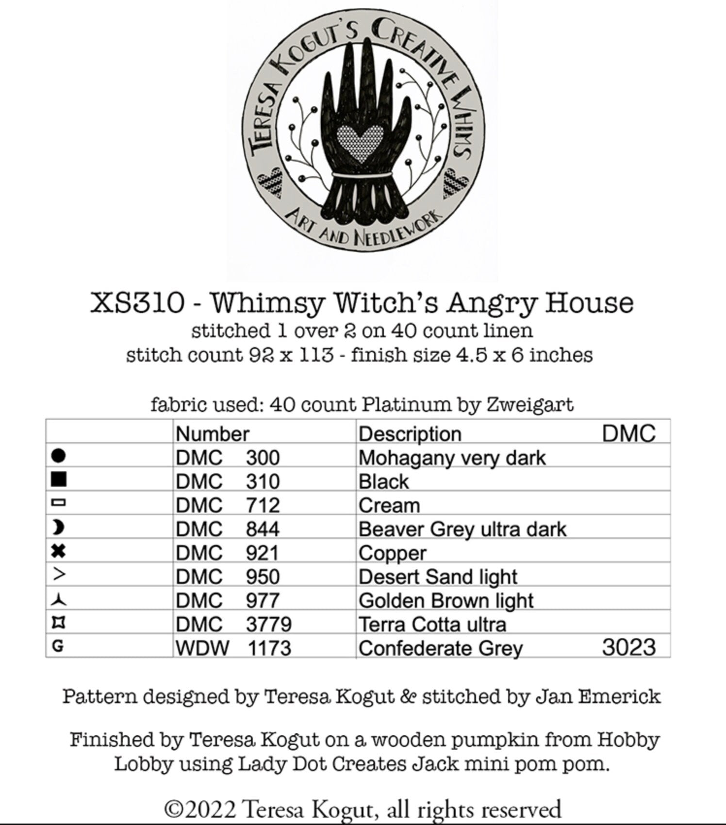 XS310 Whimsy Witch's Angry House Cross Stitch Chart