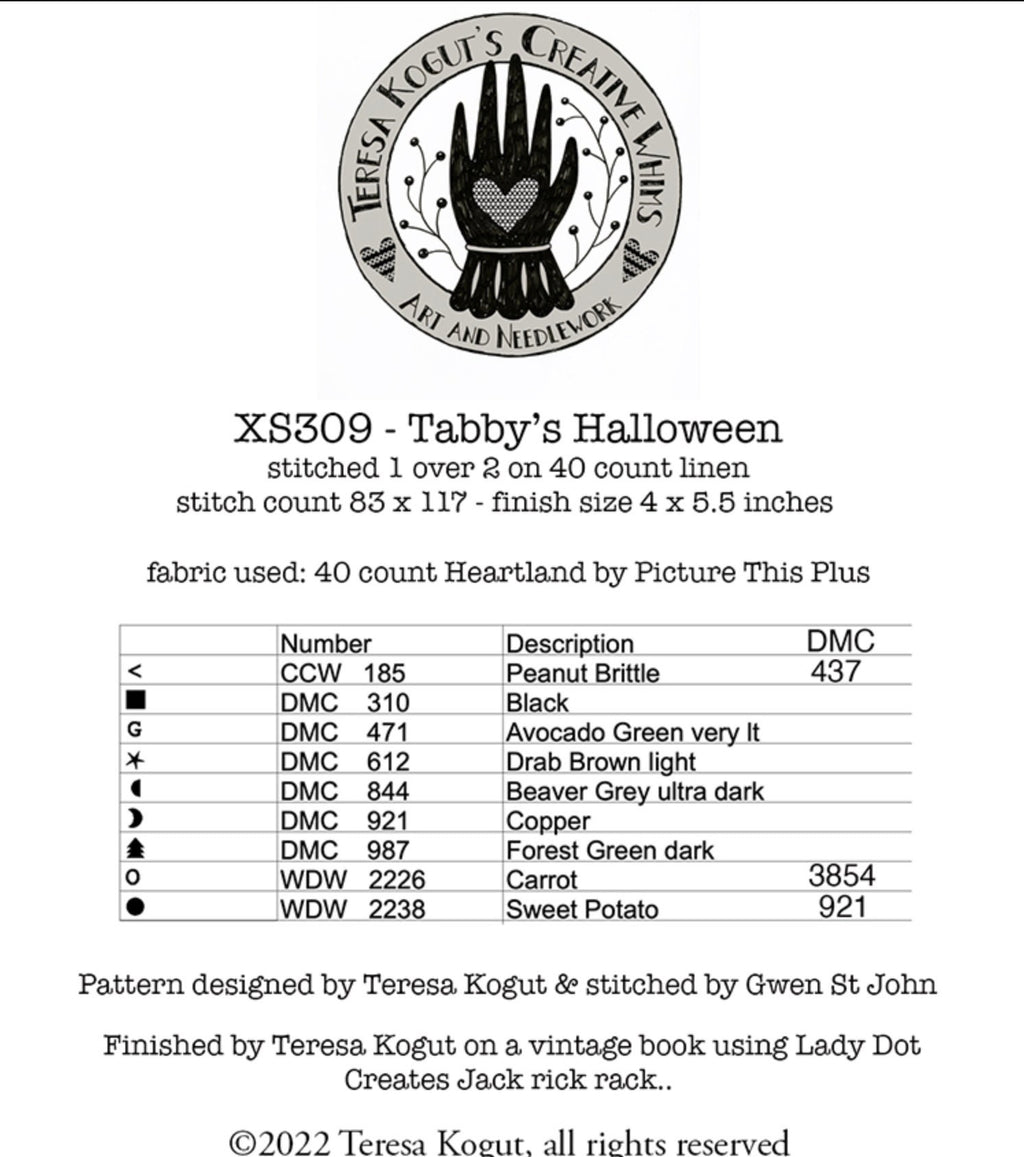 XS309 Tabby's Halloween Cross Stitch Chart