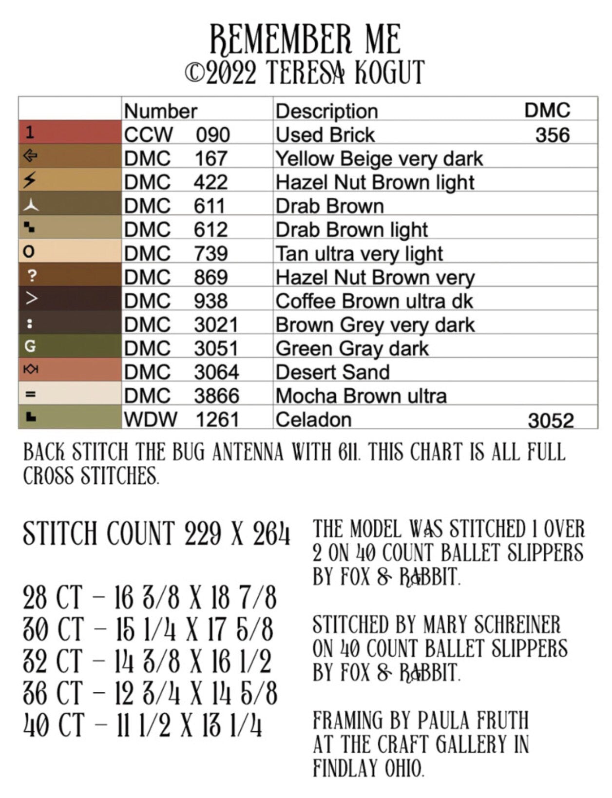 XS4019 Remember Me Cross Stitch Chart