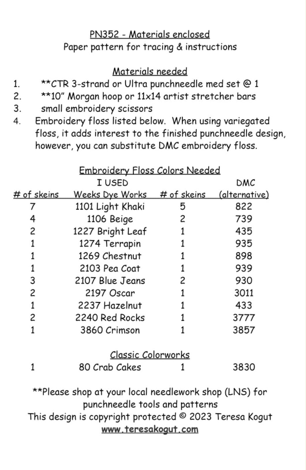 PN352 Stitchy Bluebird Punchneedle Pattern