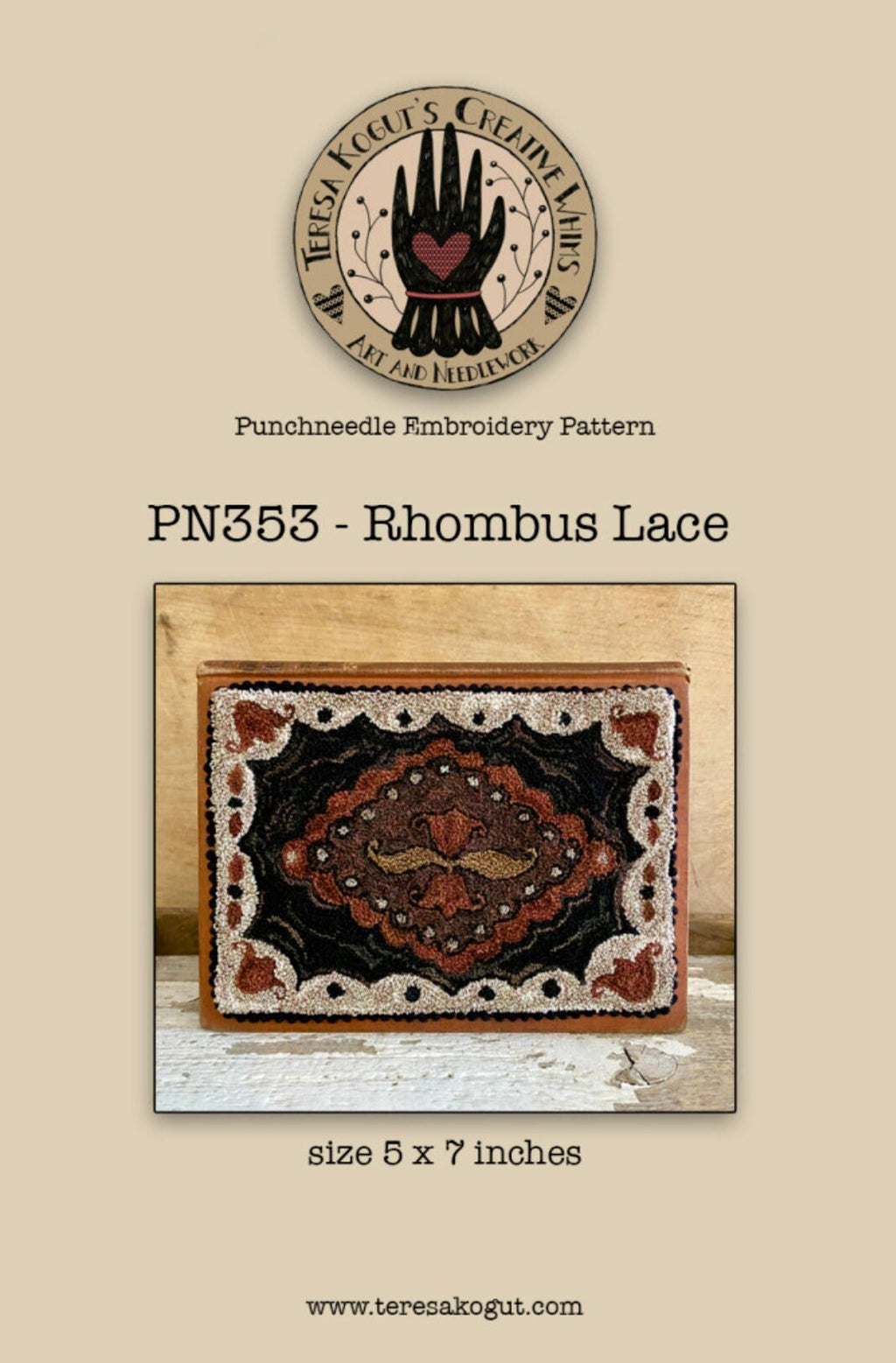 PN353 Rhombus Lace Punchneedle Pattern