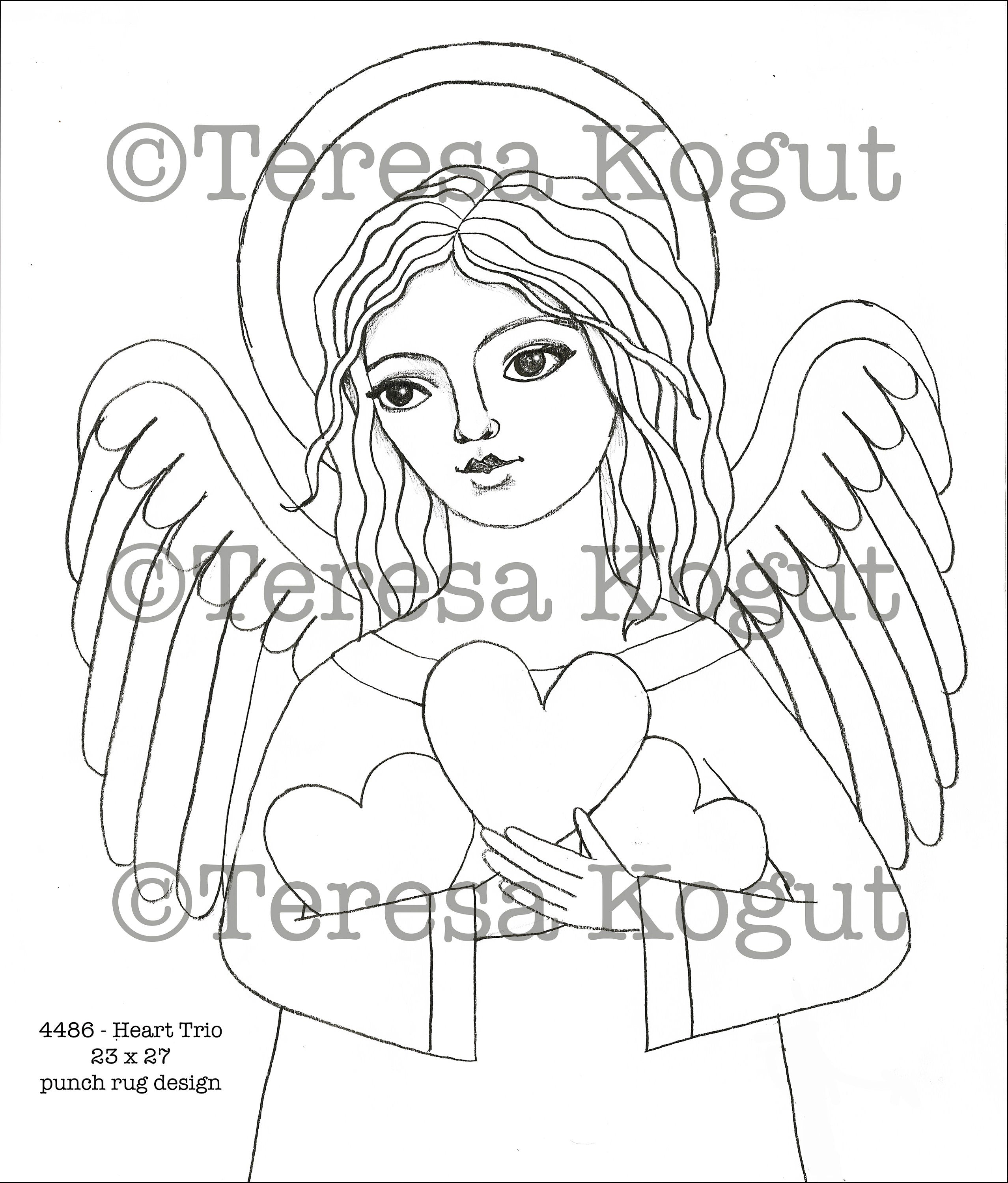 4486 Heart Trio Rug Pattern