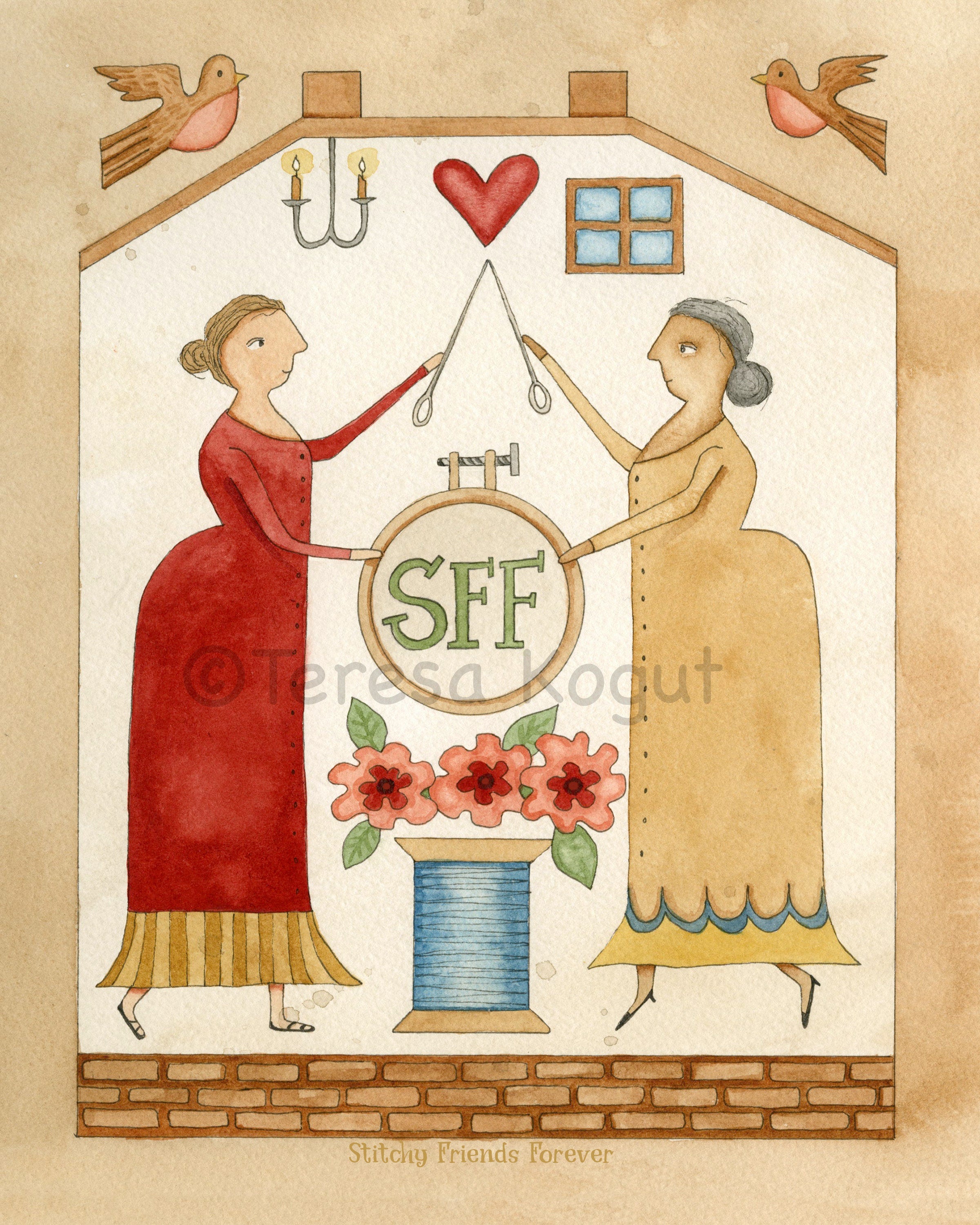 Stitchy Friends Forever art print