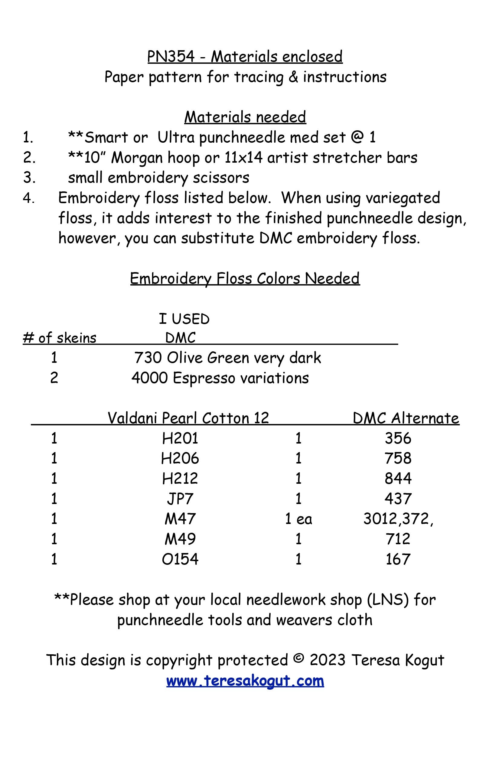 PN354 Rabbits Punchneedle Pattern