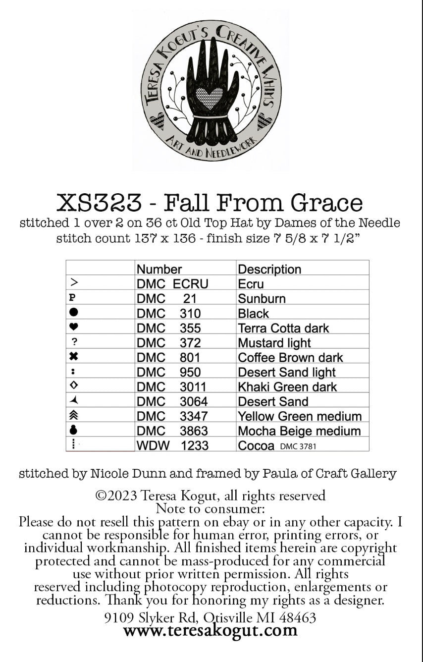 XS323 Fall From Grace Cross Stitch Chart