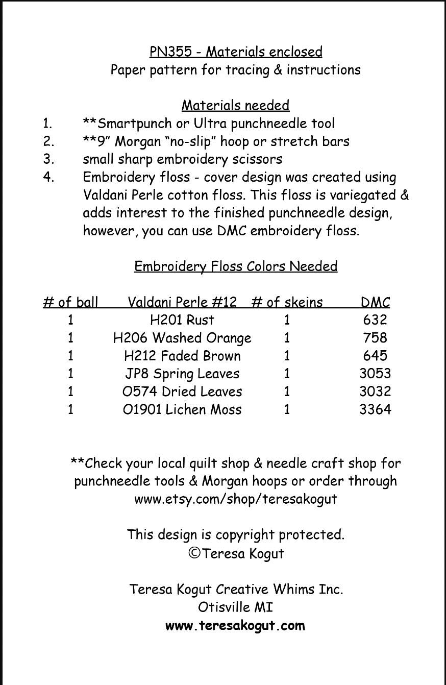 PN355 Hummingbird Punchneedle Pattern