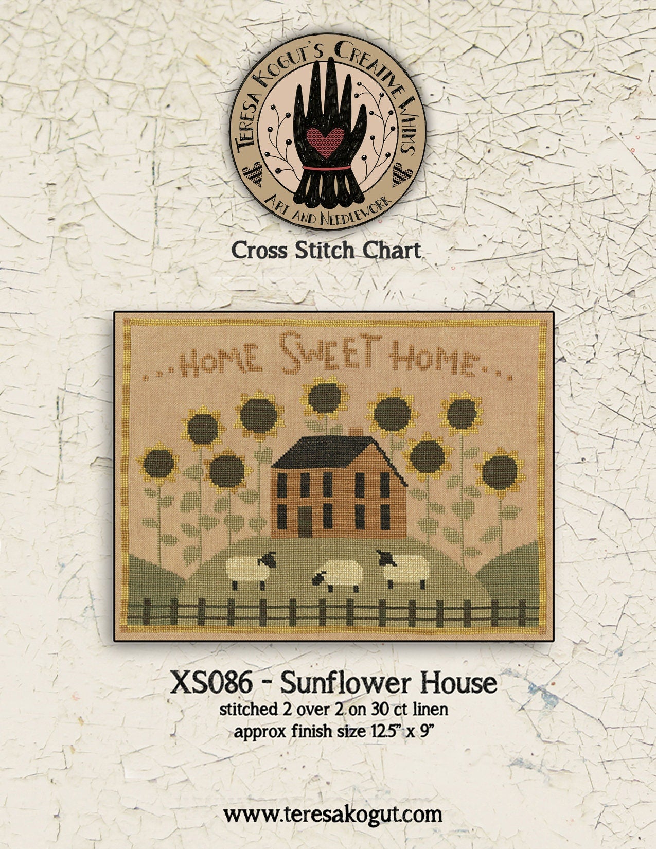 XS086 Sunflower House Cross Stitch Chart PDF