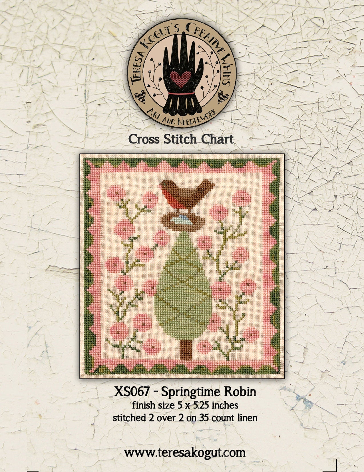 XS067 Springtime Robin Cross Stitch Chart PDF