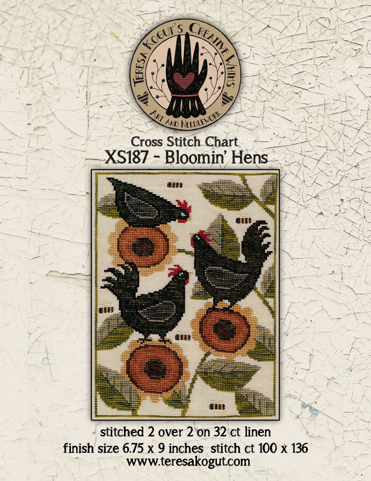 XS187 Bloomin Hens Cross Stitch Chart PDF