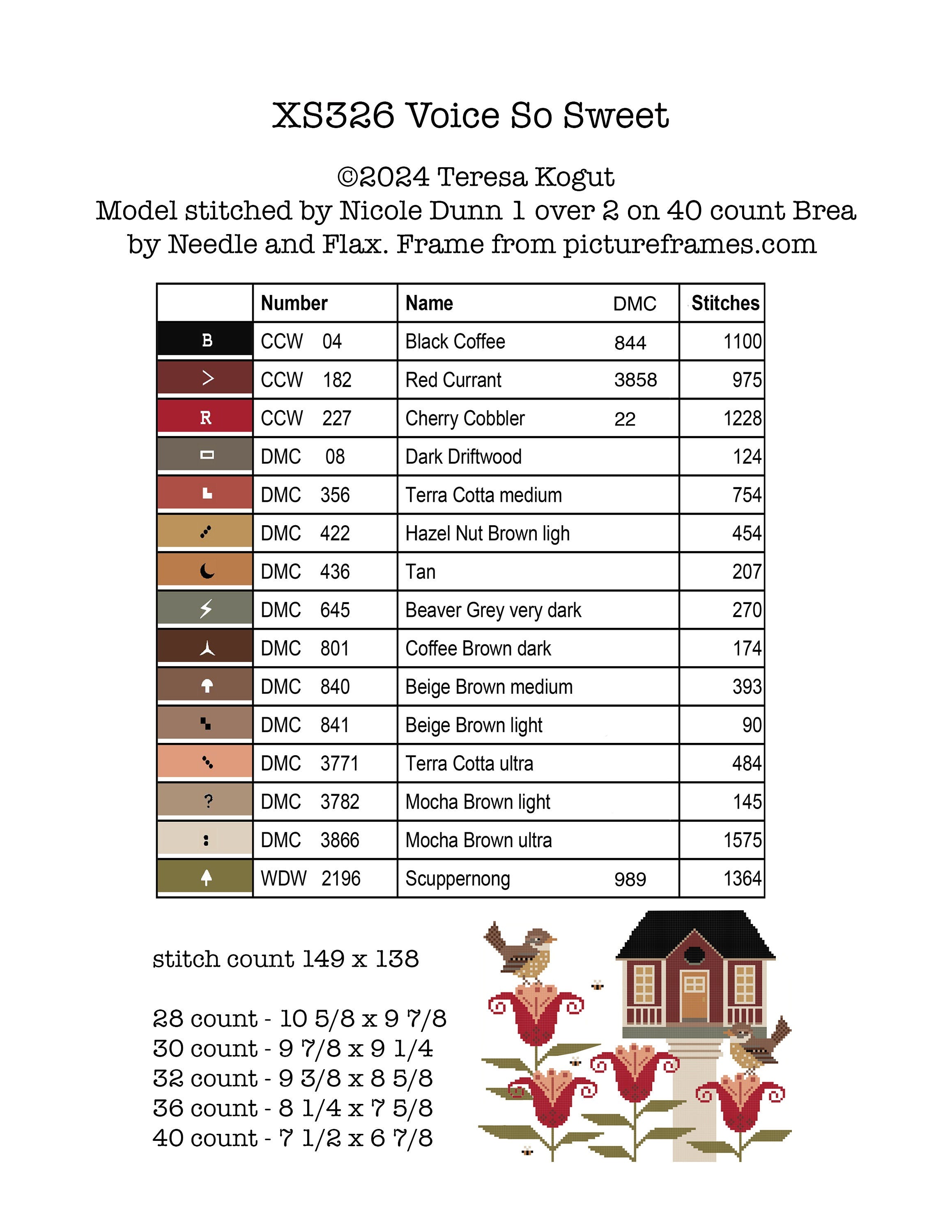 XS326 Voice So Sweet Cross Stitch Chart