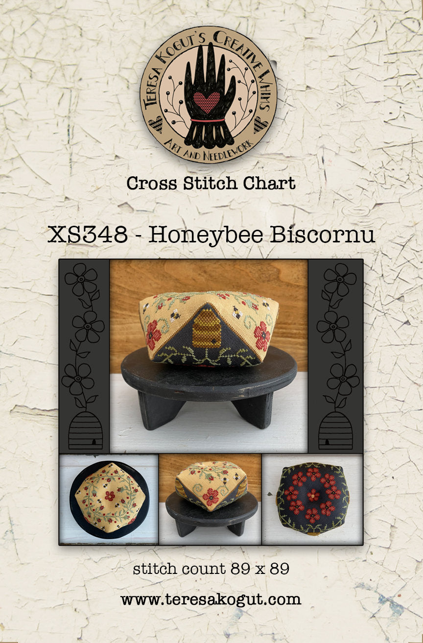 XS348 Honeybee Biscornu Cross Stitch Chart