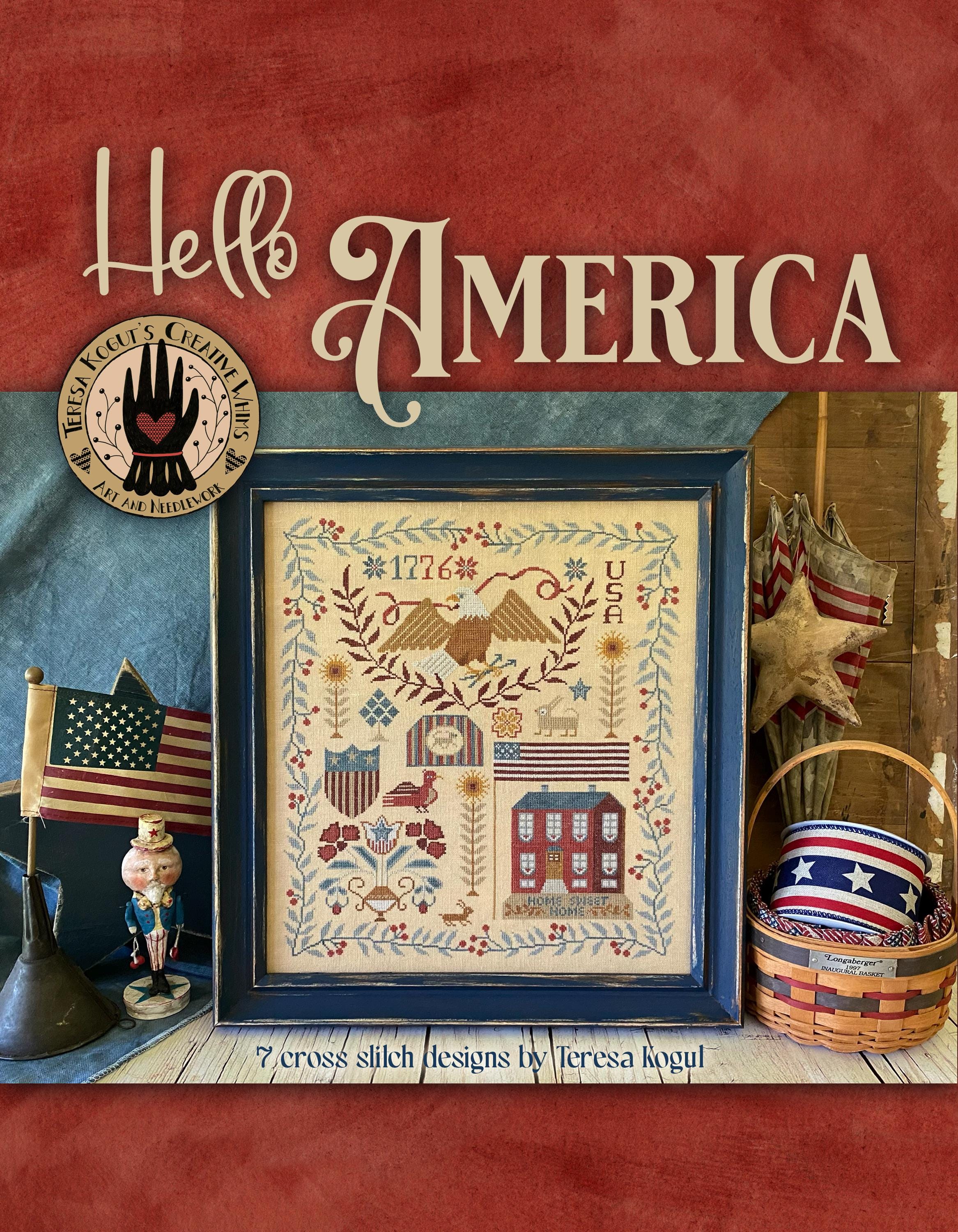 Hello America Cross Stitch Book of 7 Charts