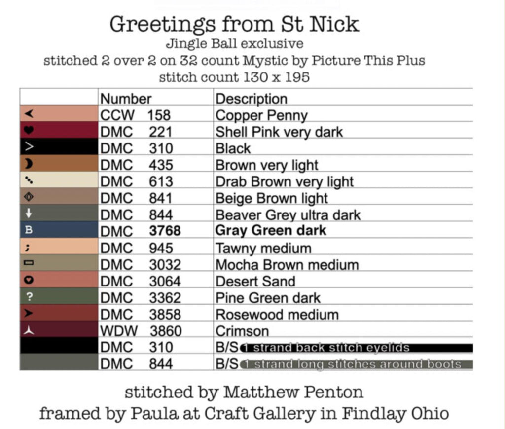 XS315 Greetings from St Nick Cross Stitch Chart