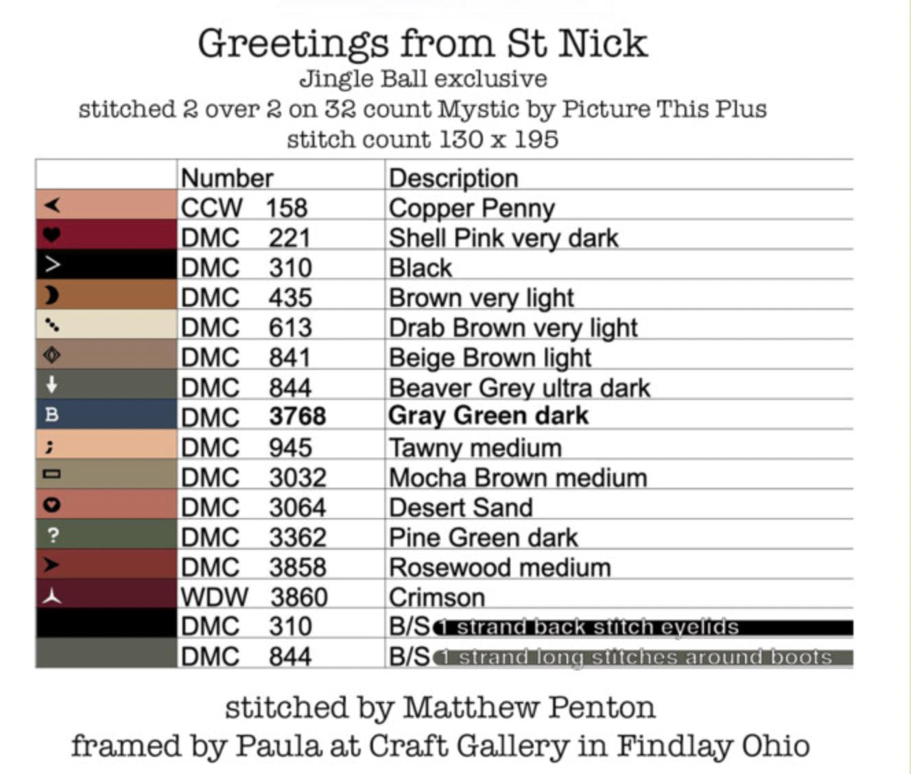 XS315 Greetings from St Nick Cross Stitch Chart