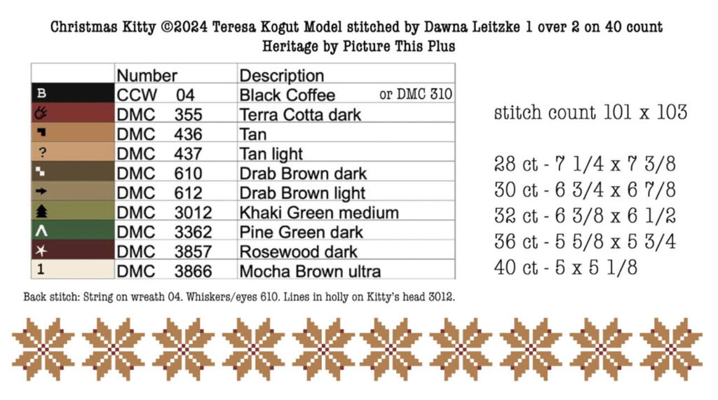 XS358 Christmas Kitty Cross Stitch Chart