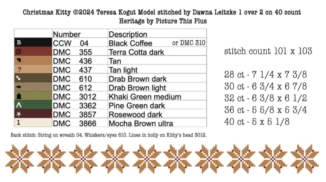 XS358 Christmas Kitty Cross Stitch Chart