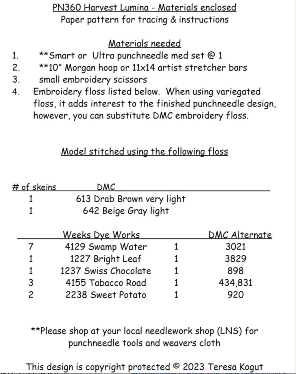 PN360 Harvest Lumina Punchneedle Pattern