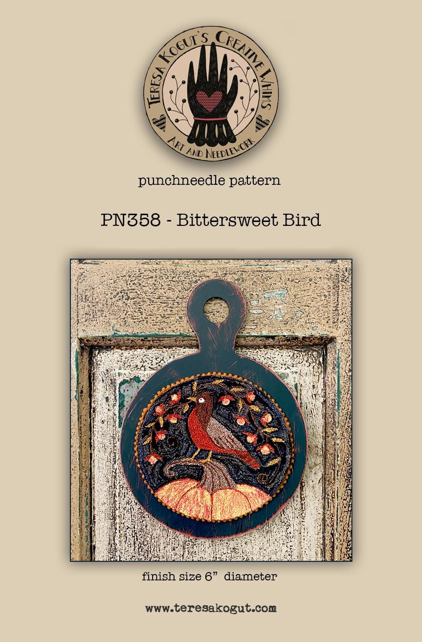PN358 Bittersweet Bird Punchneedle Pattern
